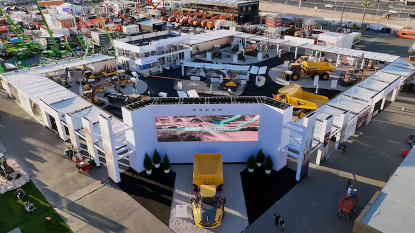 Aerial view of the completed Volvo CONEXPO experience